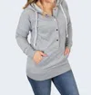 Michelle Mae Hailey Button Snap Hoodie In Grey In Grey