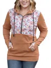 Michelle Mae Halfzip Hoodie In Fall Floral Mix In Brown