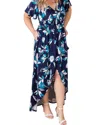 Michelle Mae Harley Hi-lo Floral Dress In Navy Mix In Multi