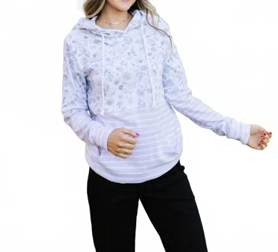 Michelle Mae Harriet Mix Of Floral And Stripes Hoodie In Light Pink