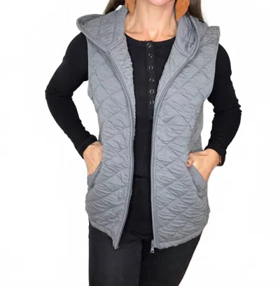 Michelle Mae Heather Hooded Vest In Grey In Gray