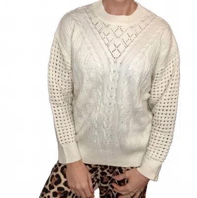 Michelle Mae Jasmine Open Knit Sweater In Ivory In White