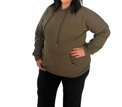 Michelle Mae Kacey Ribbed Hoodie In Olive In Green