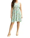 Michelle Mae Kelsey Tank Dress In Mint Floral In Multi