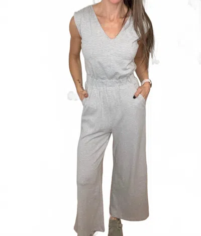Michelle Mae Kenzie Striped Jumpsuit In Grey In Multi