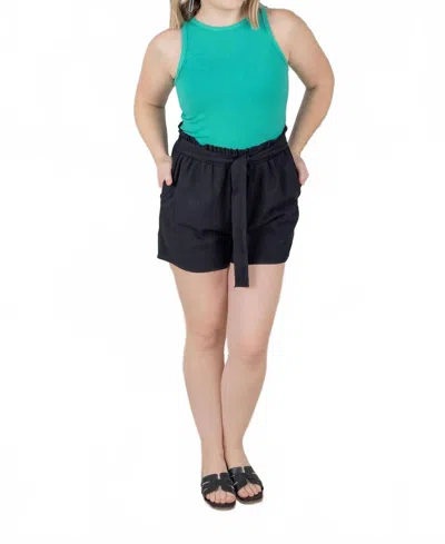 Michelle Mae Libby Linen Black Shorts In Blue
