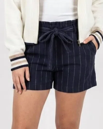 Michelle Mae Libby Linen Shorts In Navy In Blue