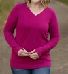 Michelle Mae Long Sleeve Tee In Magenta In Purple