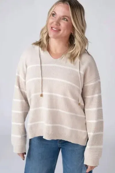 Michelle Mae Maddie Striped Hoodie In Neutral In Multi