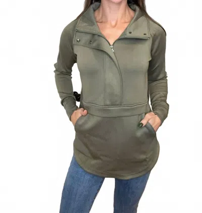 Michelle Mae Mia Skuba Halfzip Pullover In Olive In Gray
