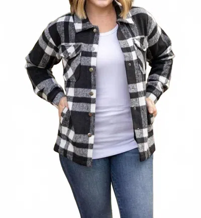 Michelle Mae Norah Plaid Shacket In Black /white In Multi