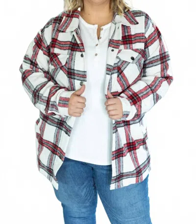 Michelle Mae Norah Plaid Shacket In Red /grey In Multi