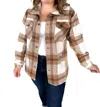 Michelle Mae Cassidy Classic Plaid Shacket In Grey/tan In Multi