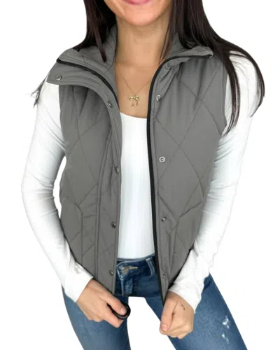 Michelle Mae One Call Away Puffer Vest In Grey In Gray