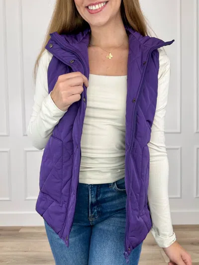 Michelle Mae One Call Away Puffer Vest In Purple