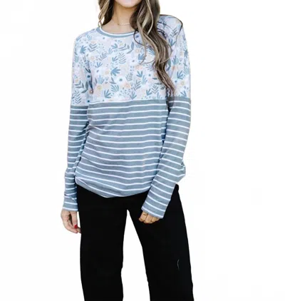 Michelle Mae Orla Long Sleeve Top In Green In Blue