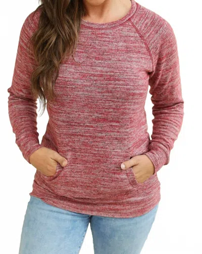 Michelle Mae Pocket Pullover Top In Red