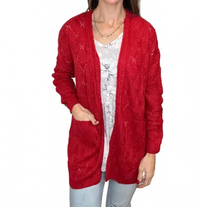 Michelle Mae Romona Open Knit Cardigan In Red