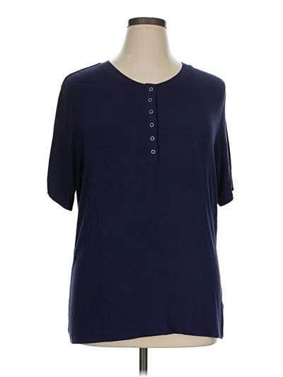 Pre-owned Michelle Mae Short Sleeve Henley Shirt In Blue