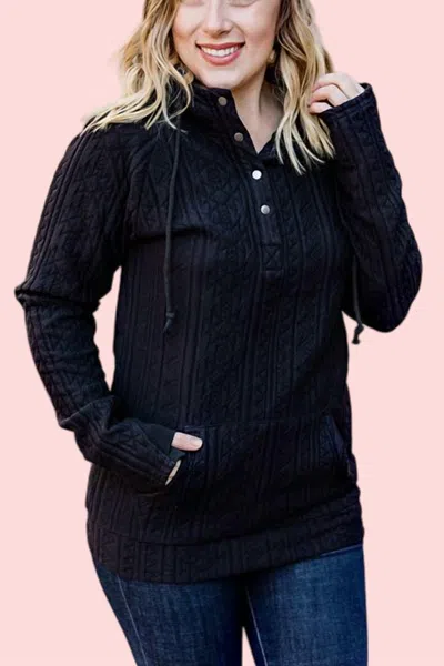 Michelle Mae Snap Hoodie In Black Aztec In Multi
