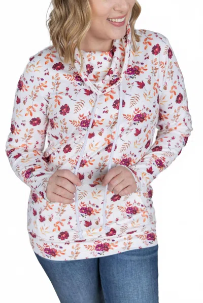 Michelle Mae Soft Funnel Neck Top In Autumn Floral In Multi