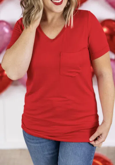 Michelle Mae Sophie Pocket Tee In Red