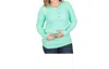 MICHELLE MAE SPRING LONG SLEEVE HENLEY TOP IN NEON MINT