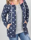 Michelle Mae Stars And Stripes Zip Up Hoodie In Blue In Blue