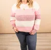 Michelle Mae Sweetheart Stripes Sweater In Pink Stripe