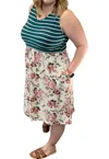 Michelle Mae Tank Dress In Vintage Floral And Stripes In Multi