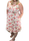 Michelle Mae Taryn Sleeveless Midi Dress In White Floral In Multi