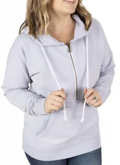 Michelle Mae Vintage Wash Half Zip Hoodies In Light Periwinkle