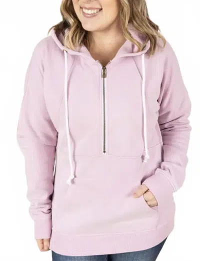 Michelle Mae Vintage Wash Halfzip Hoodies In Cherry Blossom Pink