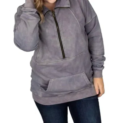 Michelle Mae Vintage Wash Half-zips In Slate In Gray