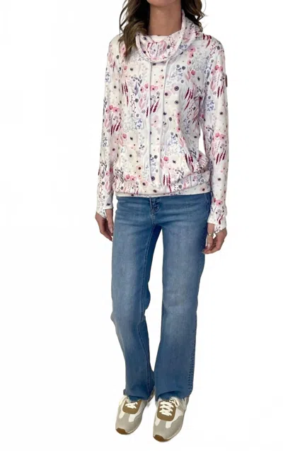 Michelle Mae Wildflower Gardens Pullover Sweater In White Floral In Multi