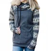 Michelle Mae Winter Nights Double Hoodie With Pocket & Thumbholes In Multi-grey In Blue
