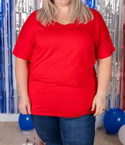 Michelle Mae Women's Chloe Cozy Tee - Plus In Red