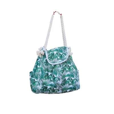 Michelle Mae Women's Rope Handle Beach Bag Top Flap In Palm Leaves In Multi