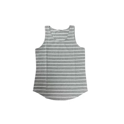 Michelle Mae Women's Tiffany Tank Top In Grey/white Stripes