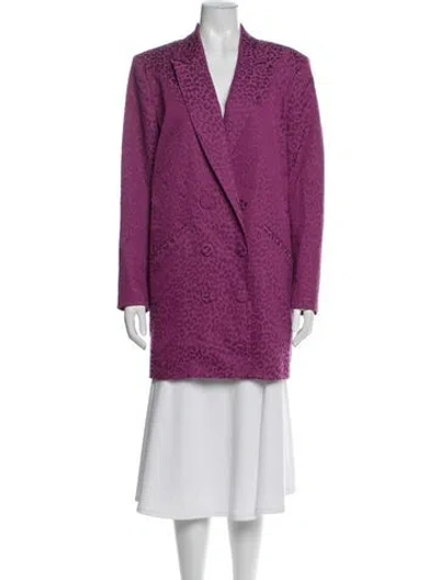 Pre-owned Michelle Mason Animal Print Blazer In Purple