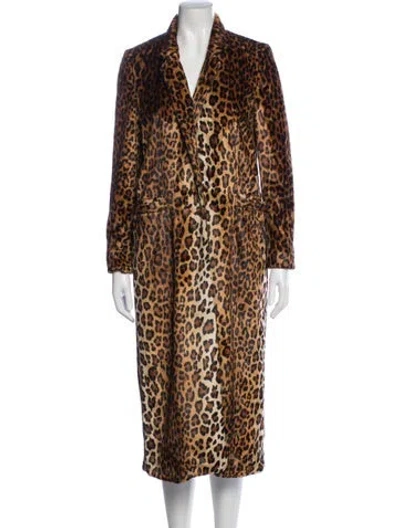 Pre-owned Michelle Mason Animal Print Faux Fur Coat In Brown