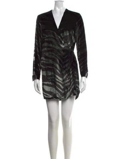 Pre-owned Michelle Mason Animal Print Mini Dress In Black