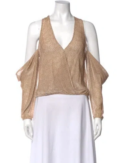 Pre-owned Michelle Mason Animal Print V-neck Blouse W/ Tags In Neutral