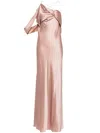 Michelle Mason Asymmetric Design Silk Gown In Pink