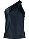 Michelle Mason Asymmetric Halterneck Silk Top In Blue