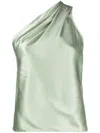 Michelle Mason Asymmetric Halterneck Silk Top In Green