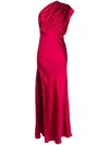 Michelle Mason Asymmetric Open-back Gown In Rot
