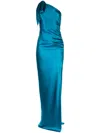 Michelle Mason Asymmetric Silk Maxi Gown In Blue