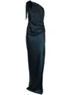 Michelle Mason Asymmetric Silk Maxi Gown In Blue
