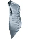 Michelle Mason Asymmetric Silk Minidress In Blue